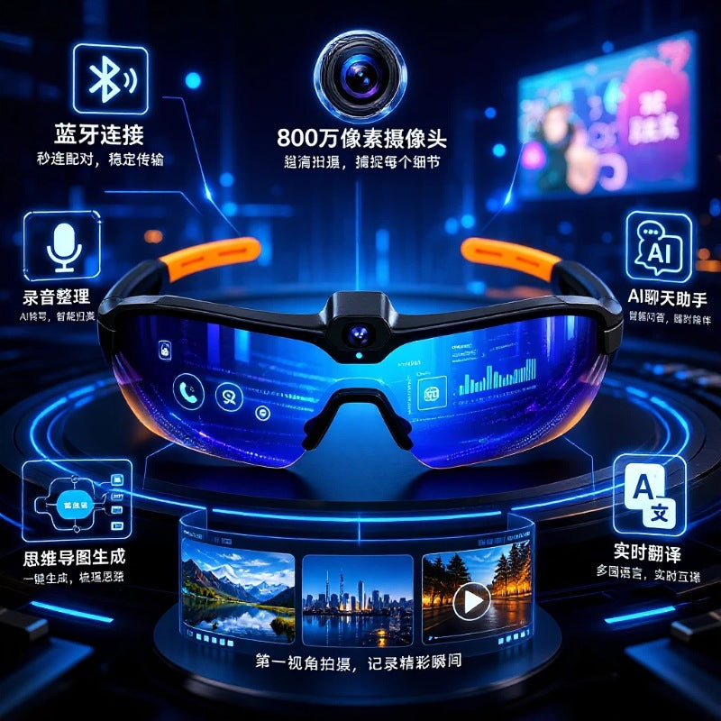AI smart cycling Bluetooth glasses recording mind map real-time translation simultaneous interpretat