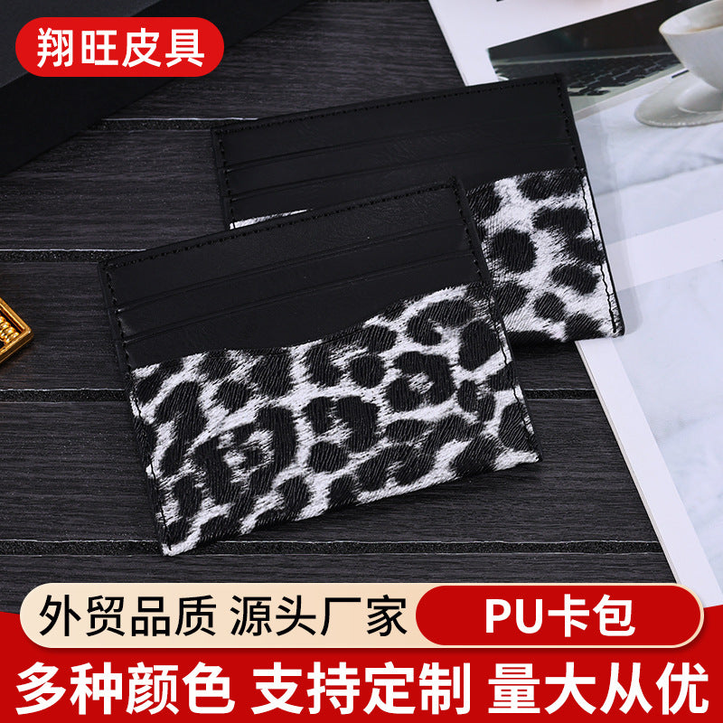 Large-capacity card holder, custom creative leopard print multi-card slot mini PU card holder, bank