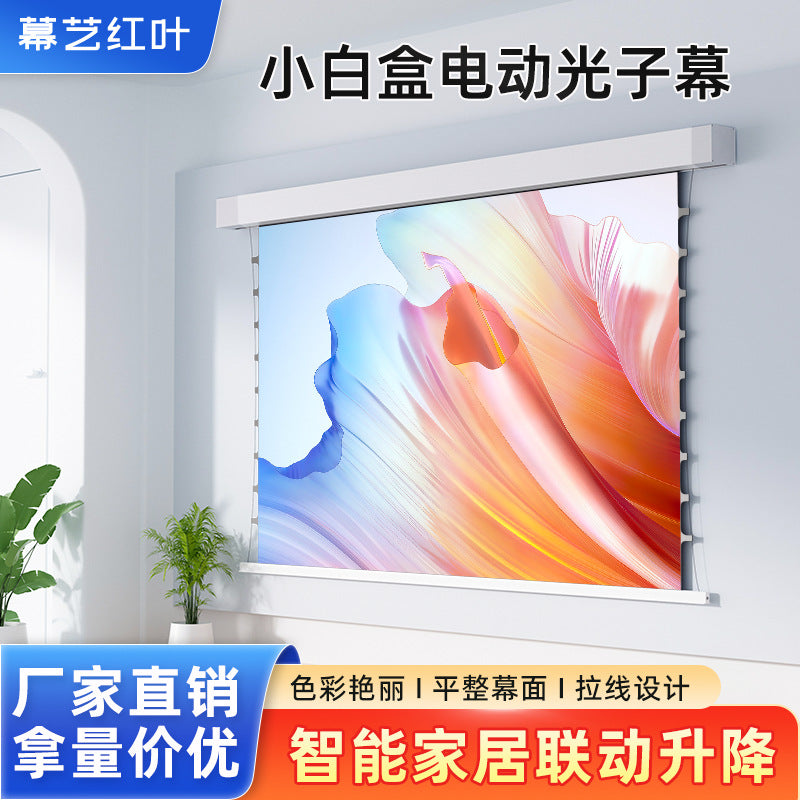 Curtain Art Red Leaf Electric Small White Box Curtain Suspended Wire Curtain Hidden Photon Fresnel I