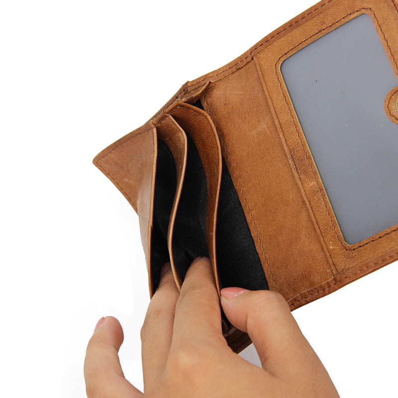 Leather card holder for business cards, cowhide, anti-theft, genuine leather