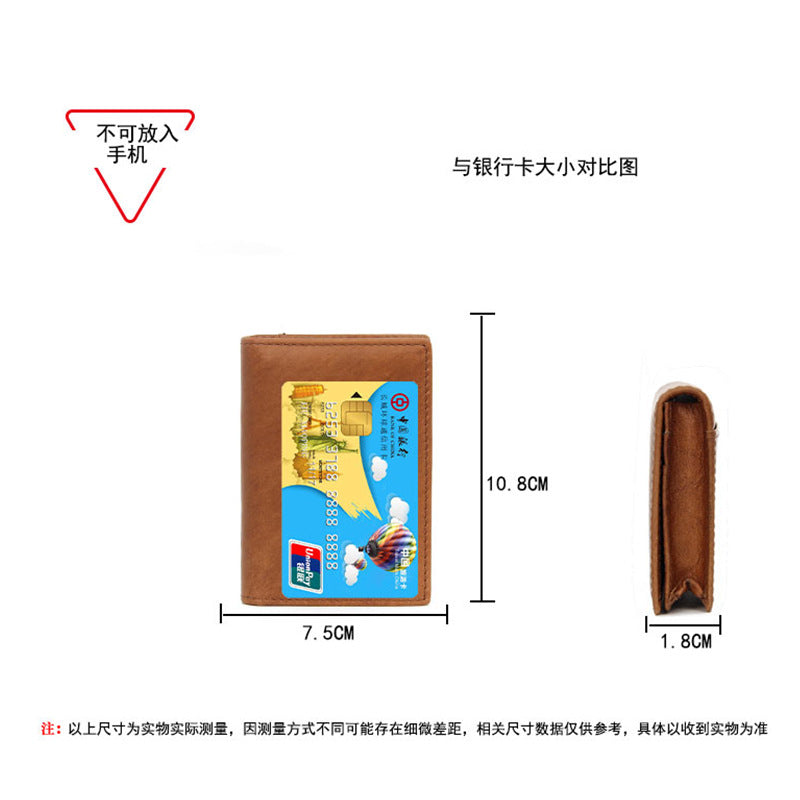 Leather card holder for business cards, cowhide, anti-theft, genuine leather