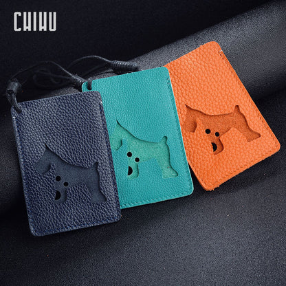 Universal cartoon leather card holder for men and women for students, travel card and cardholder cas