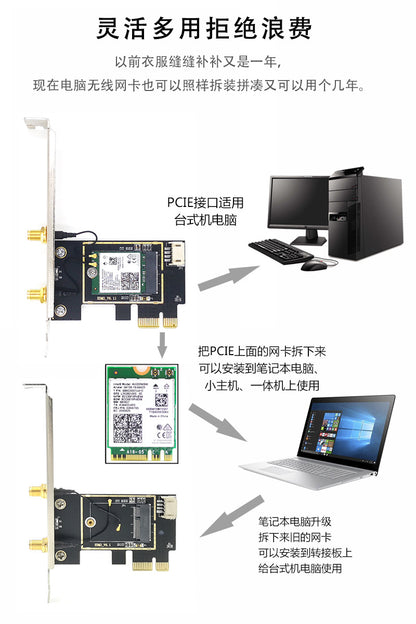 AX200 Gigabit WiFi6 Dual-frequency 5G desktop computer built-in PCI-E wireless network card 3000m Bl