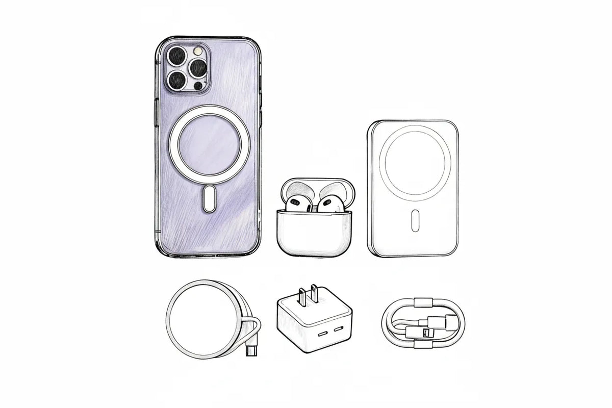 Set, wireless charger, headphones, gift box charging, 17, 17promax - View 6