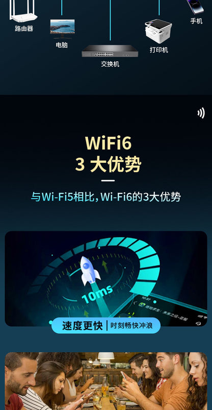 WIFI6 Gigabit High Speed ​​AX3000 home router 5G dual -frequency wall -piercing king whole house cov