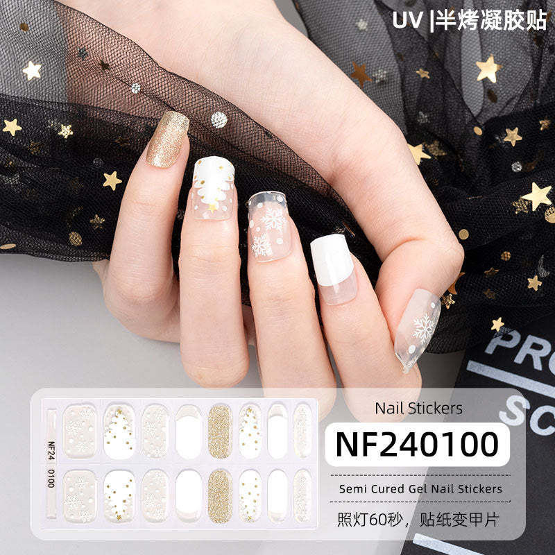 Nail stickers + paper box + alcohol pack + nail scraper + wooden stick / NF (23)