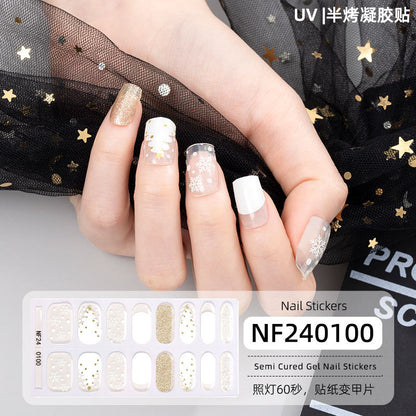 Nail stickers + paper box + alcohol pack + nail scraper + wooden stick / NF (23)