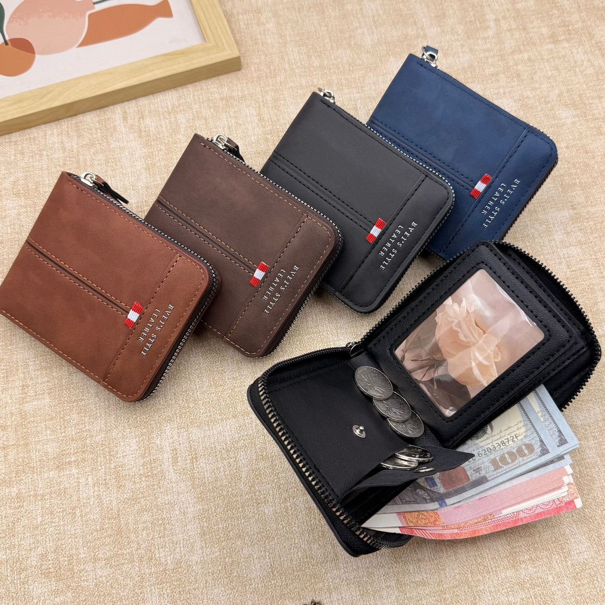 (Cross-border trading), capacious retro matte polyurethane short wallet, Amazon