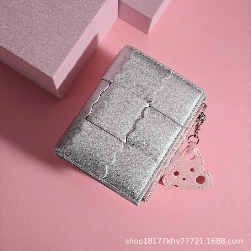 Short cute card holder, light and thin handheld wallet