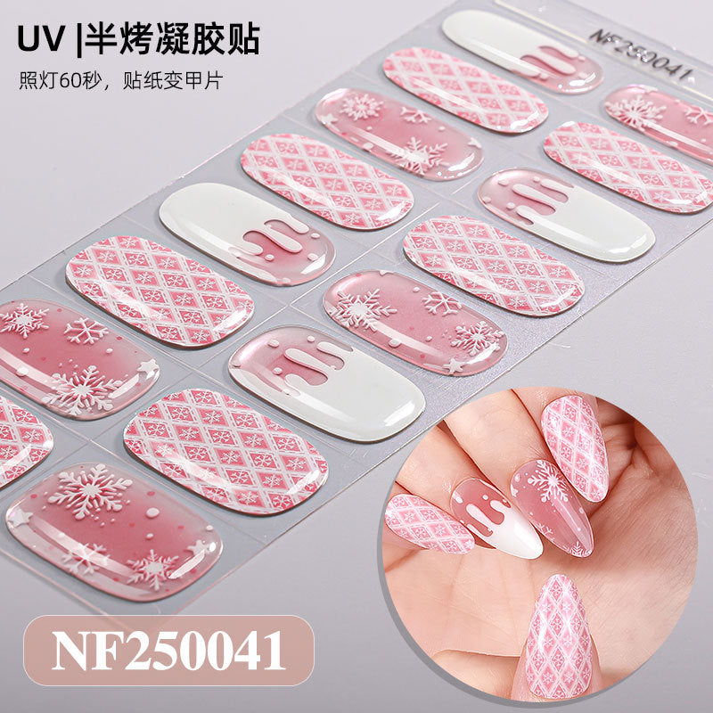 Nail stickers + paper box + alcohol pack + nail scraper + wooden stick / NF (10)