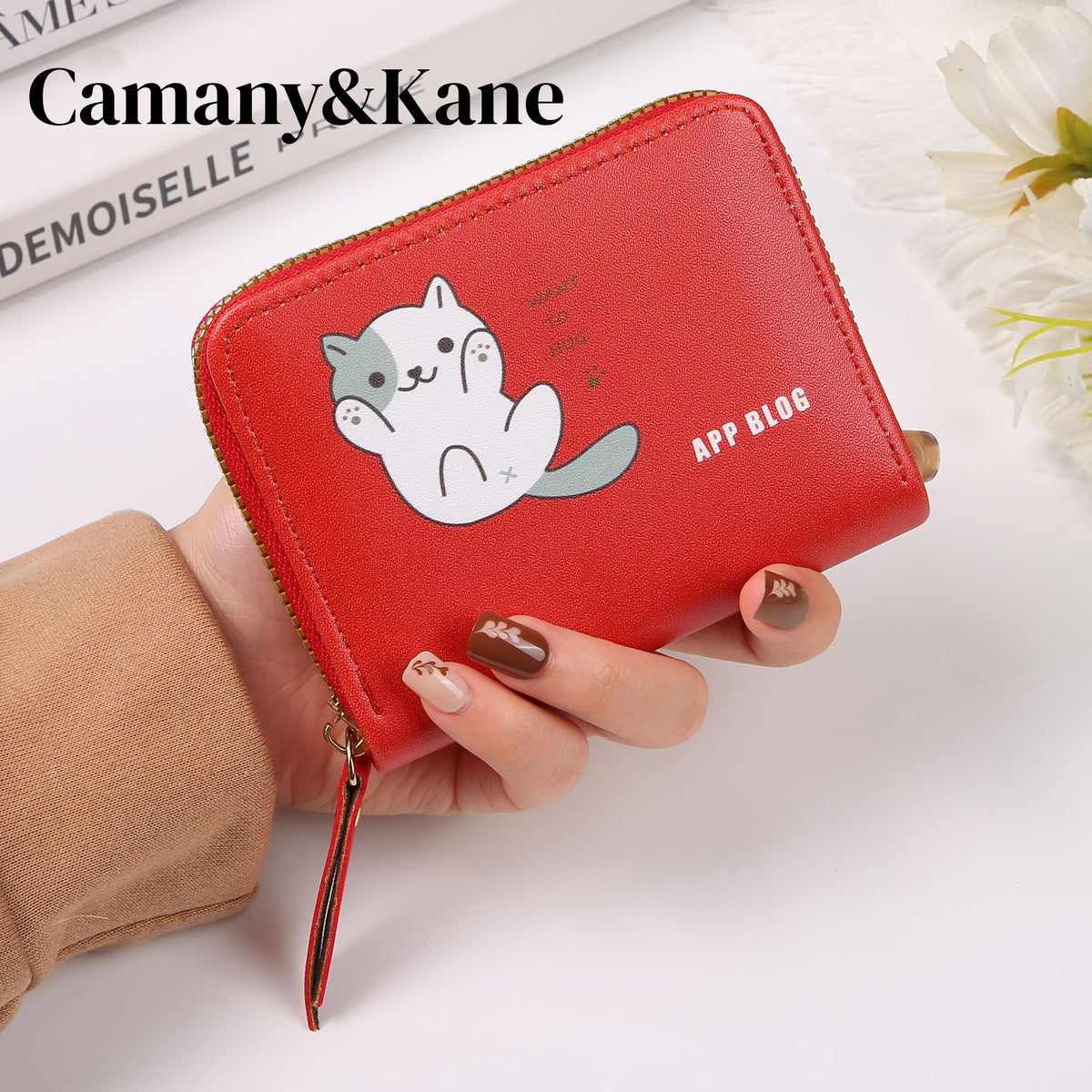 Japanese small design brand card holder, wallet, shoulder bag with zipper