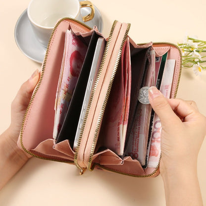 Wallet, long shoulder bag, capacious card holder with zipper