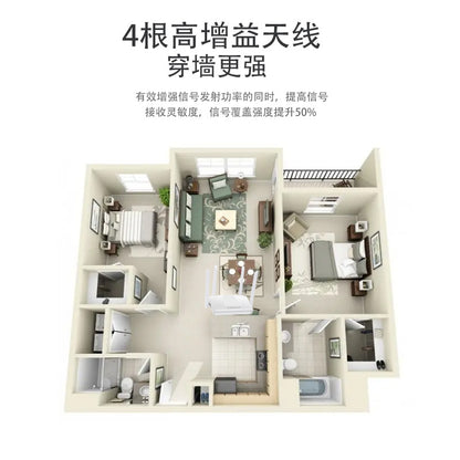 Dual-band four-antenna 100M wireless router home WiFi wall-penetrating king wireless 4G high-speed a