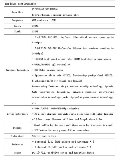 Router ax3000 dual-band 2.4G/5.8G Gigabit broadband openwrt custom wifi6 wireless router