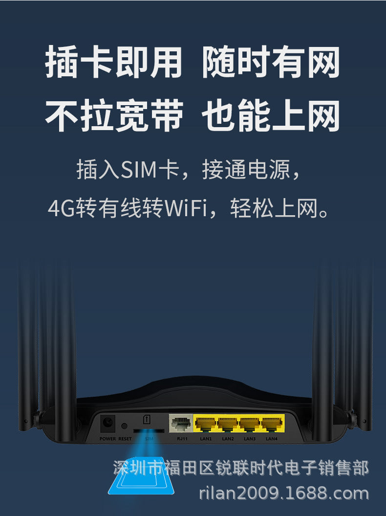 CAT6 voice model 4G dual -frequency gigabit high -speed Malay cracked unlimited high -speed router p