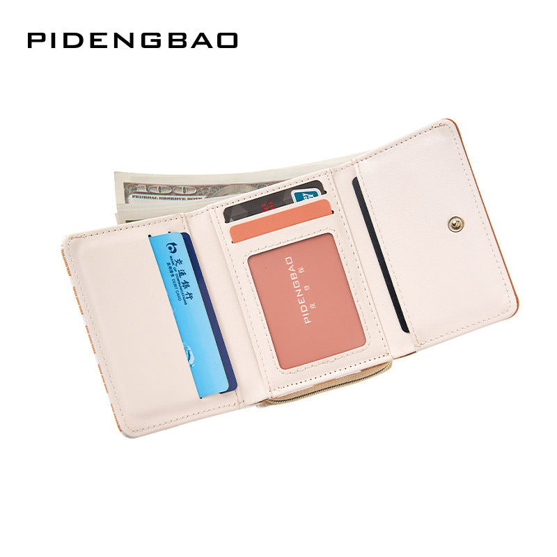 (Cross-border trading), short wallet with diamond pattern, fashionable brand small card holder, shou