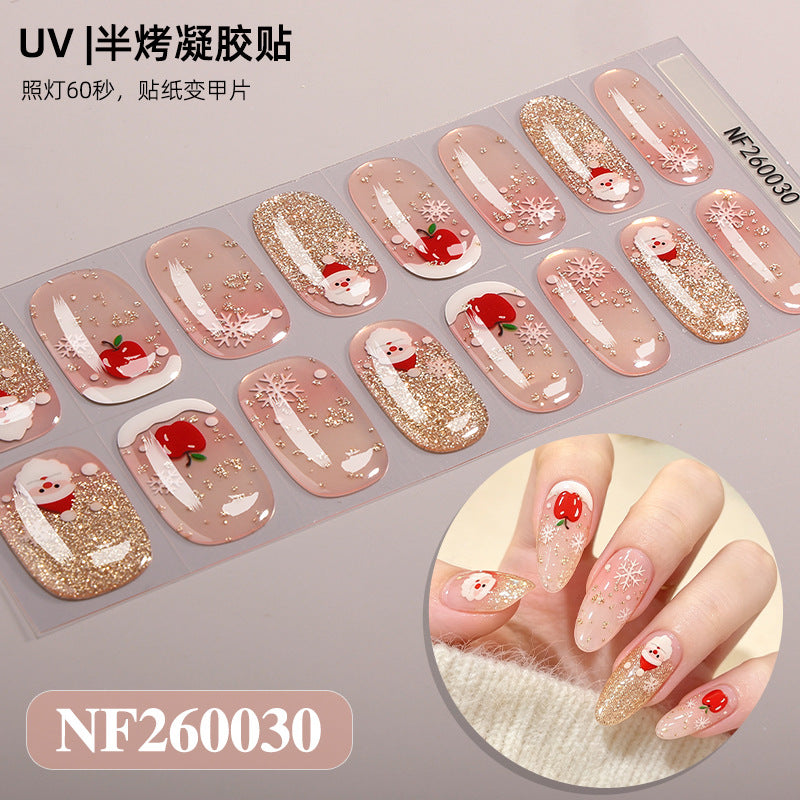 Nail stickers + paper box + alcohol pack + nail scraper + wooden stick / NF (4)