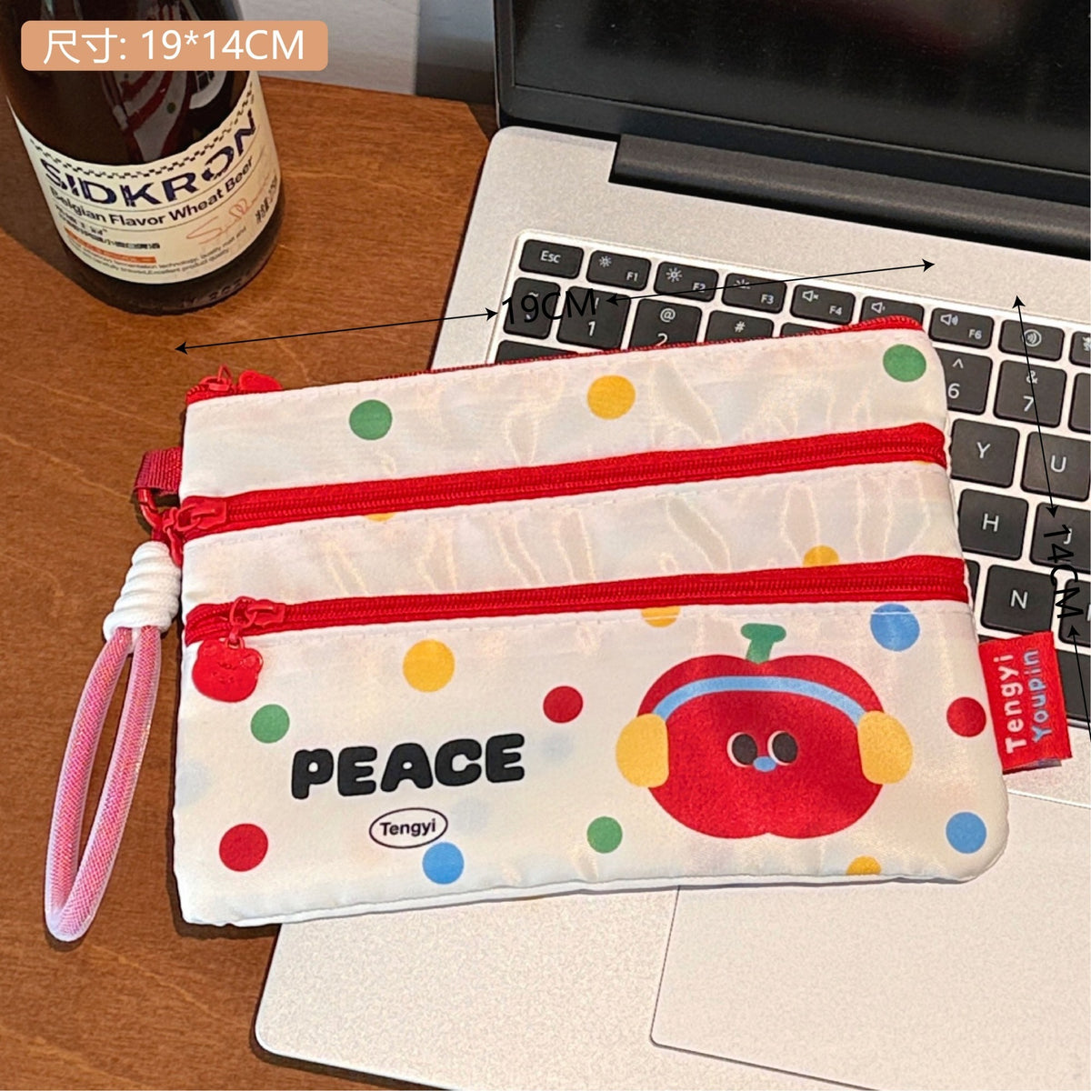 Apple, red passport bag / 19*14cm