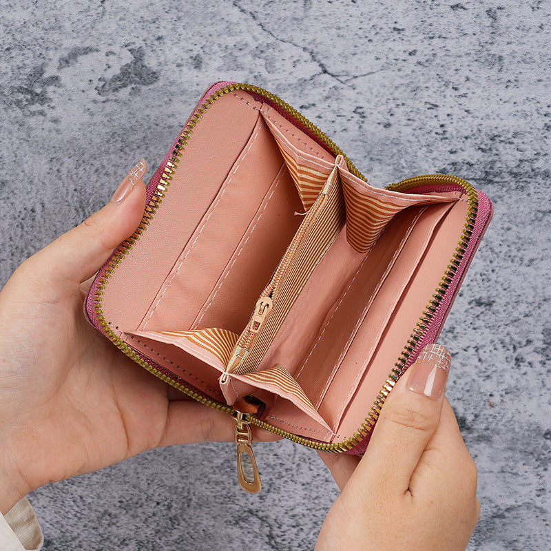 Japanese small wallet with zipper, fashionable cute handheld organizer bag