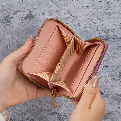 Japanese small wallet with zipper, fashionable cute handheld organizer bag