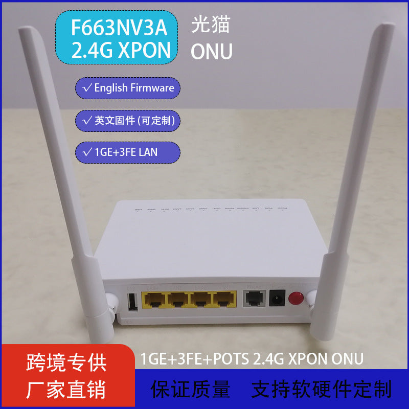 F663NV3A Optical Cat Gpon ONT 1GE+3FE+1Pots+USB+Wifi English Firmware Foreign Trade Cross-Border