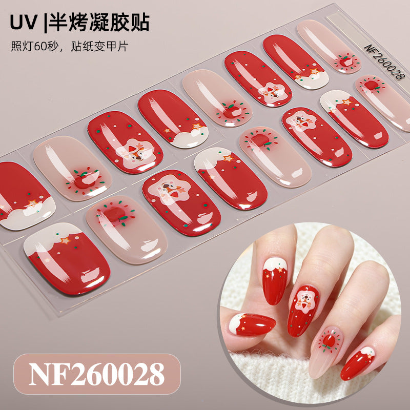 Nail stickers + paper box + alcohol pack + nail scraper + wooden stick / NF (3)