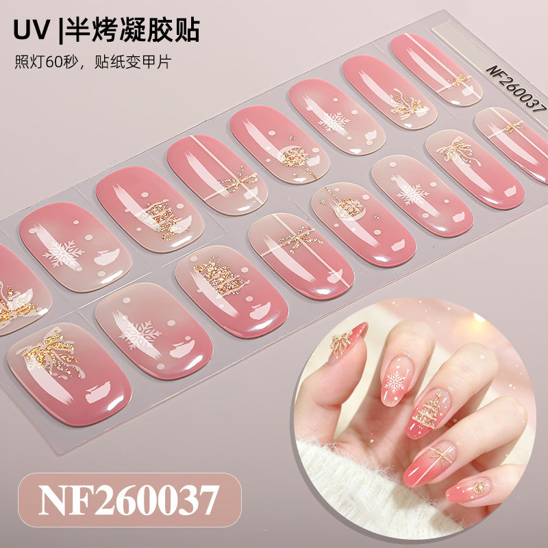 Nail stickers + paper box + alcohol pack + nail scraper + wooden stick / NF (6)