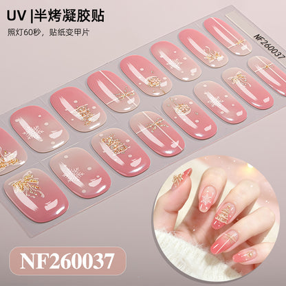 Nail stickers + paper box + alcohol pack + nail scraper + wooden stick / NF (6)