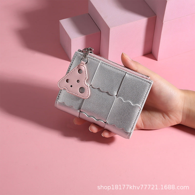 Short cute card holder, light and thin handheld wallet