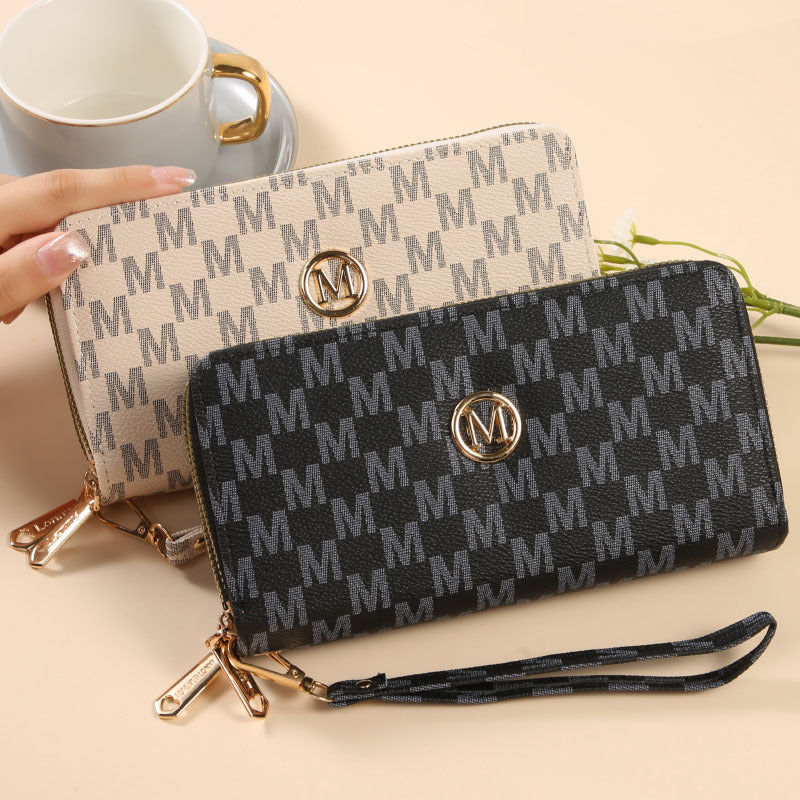 Wallet, long shoulder bag, capacious card holder with zipper