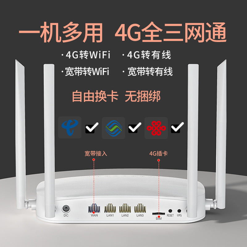 4G household commercial use wall king router intelligent wireless plug -in card all three networks W
