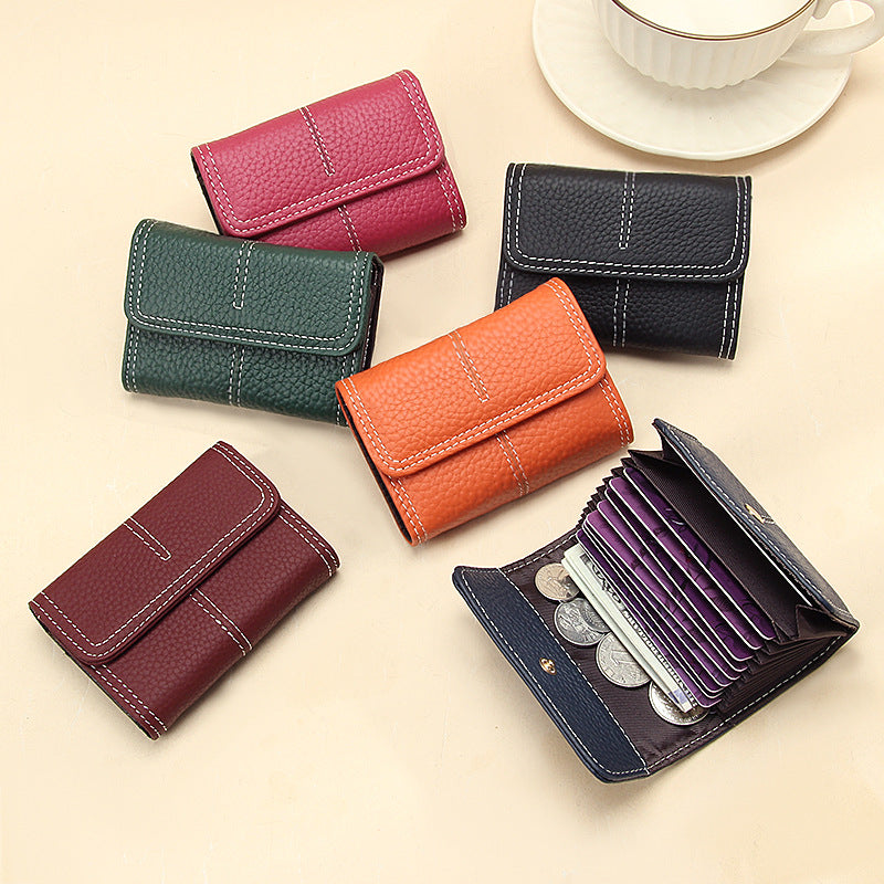 New Korean style organ leather card holder large capacity card holder women's certificate set first 