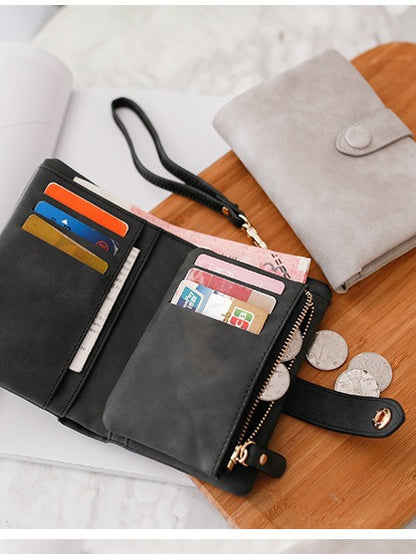 Universal fashionable matte short wallet, Korean style