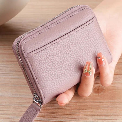 Card holder, capacious small cards with zipper, genuine leather, anti-theft, bank card, new collecti