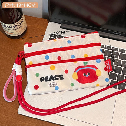 Apple, red passport bag, strap / 19*14cm