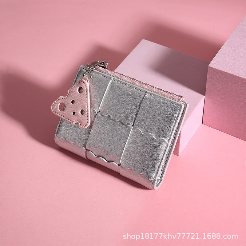 Short cute card holder, light and thin handheld wallet