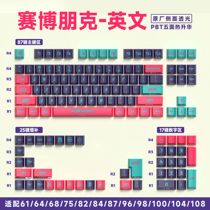 [Pink Cyberpunk] Original factory side engraved 129 keys English [Boxed]