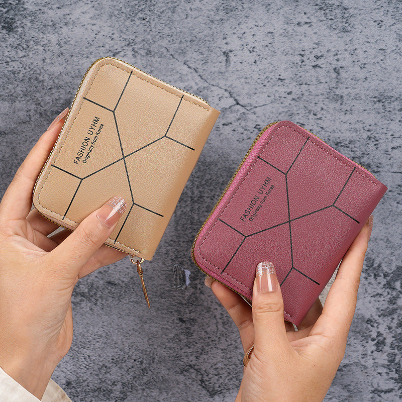 Japanese small wallet with zipper, fashionable cute handheld organizer bag