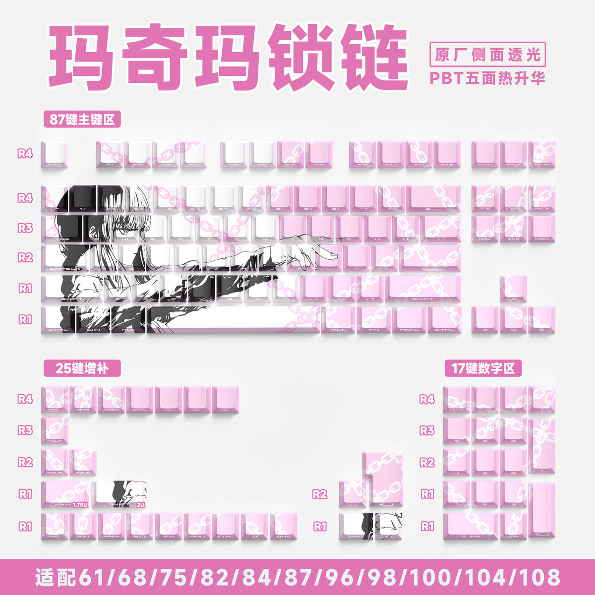 [Pink Chain] Original side engraved 129 keys English [Boxed]