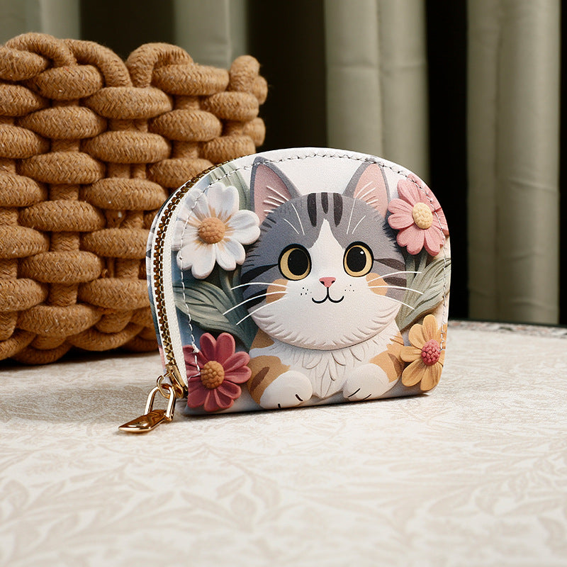 Cute cartoon wallet, card holder, universal handheld shoulder bag, Korean style