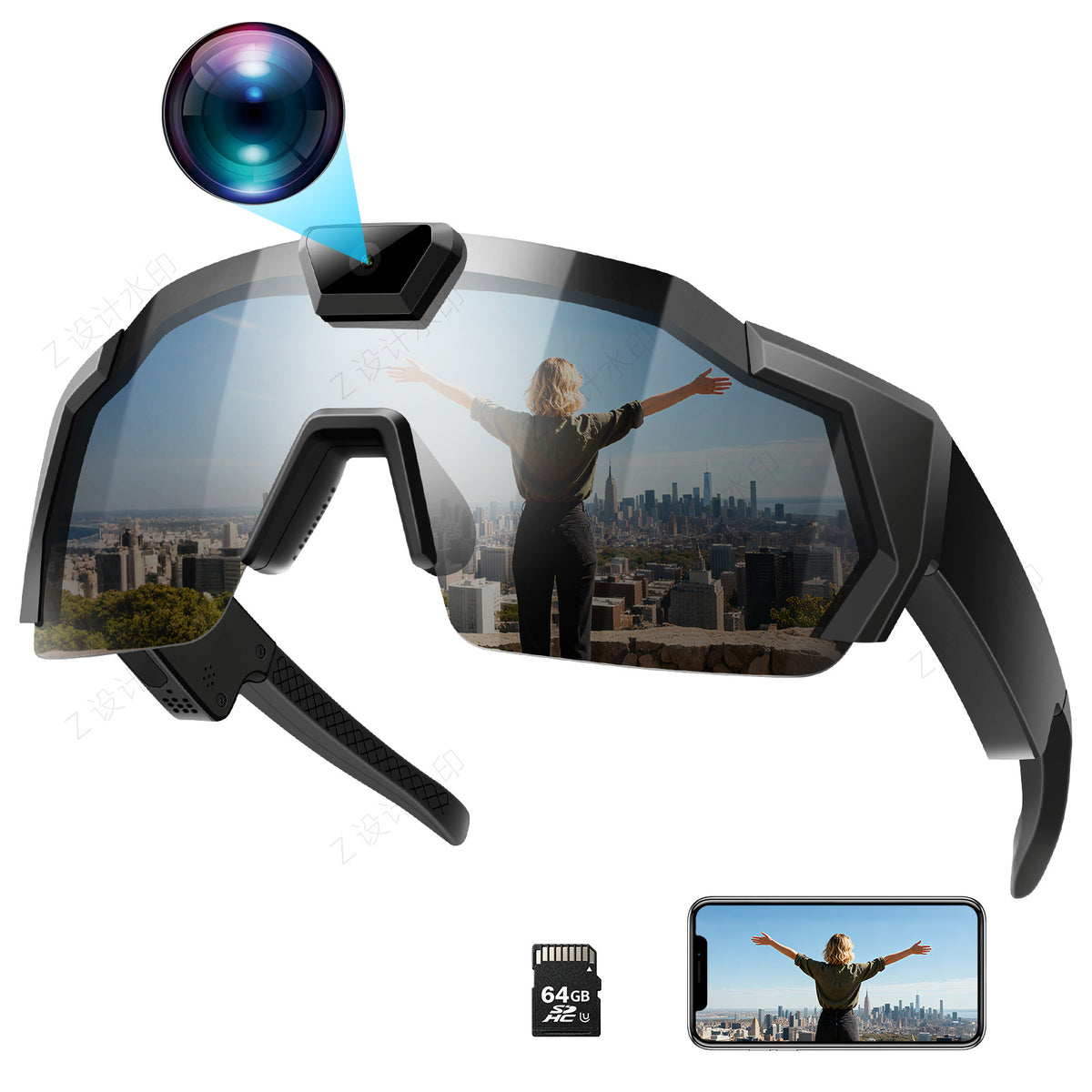 Sunglasses, glasses, videocamera, smart travel CCTV camera, recorder