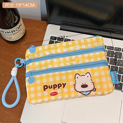 3#yellow plaid puppy passport bag / 19*14cm