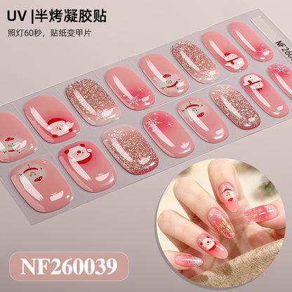 Nail stickers + paper box + alcohol pack + nail scraper + wooden stick / NF (7)