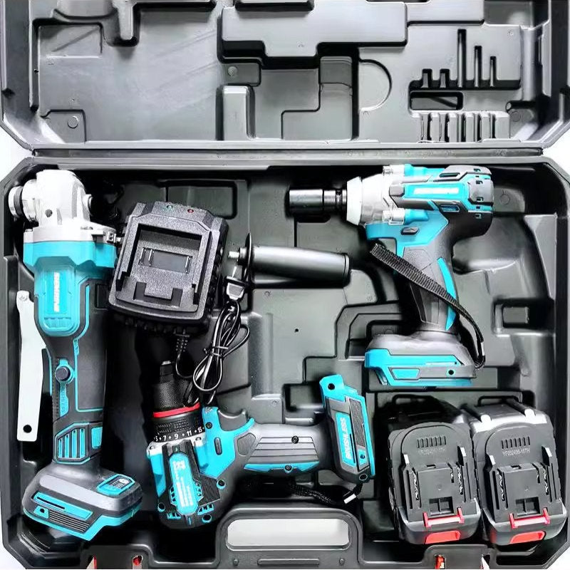 (Cross-border trading), universal set, lithium battery, electric electric drill, wrench, 4 pieces