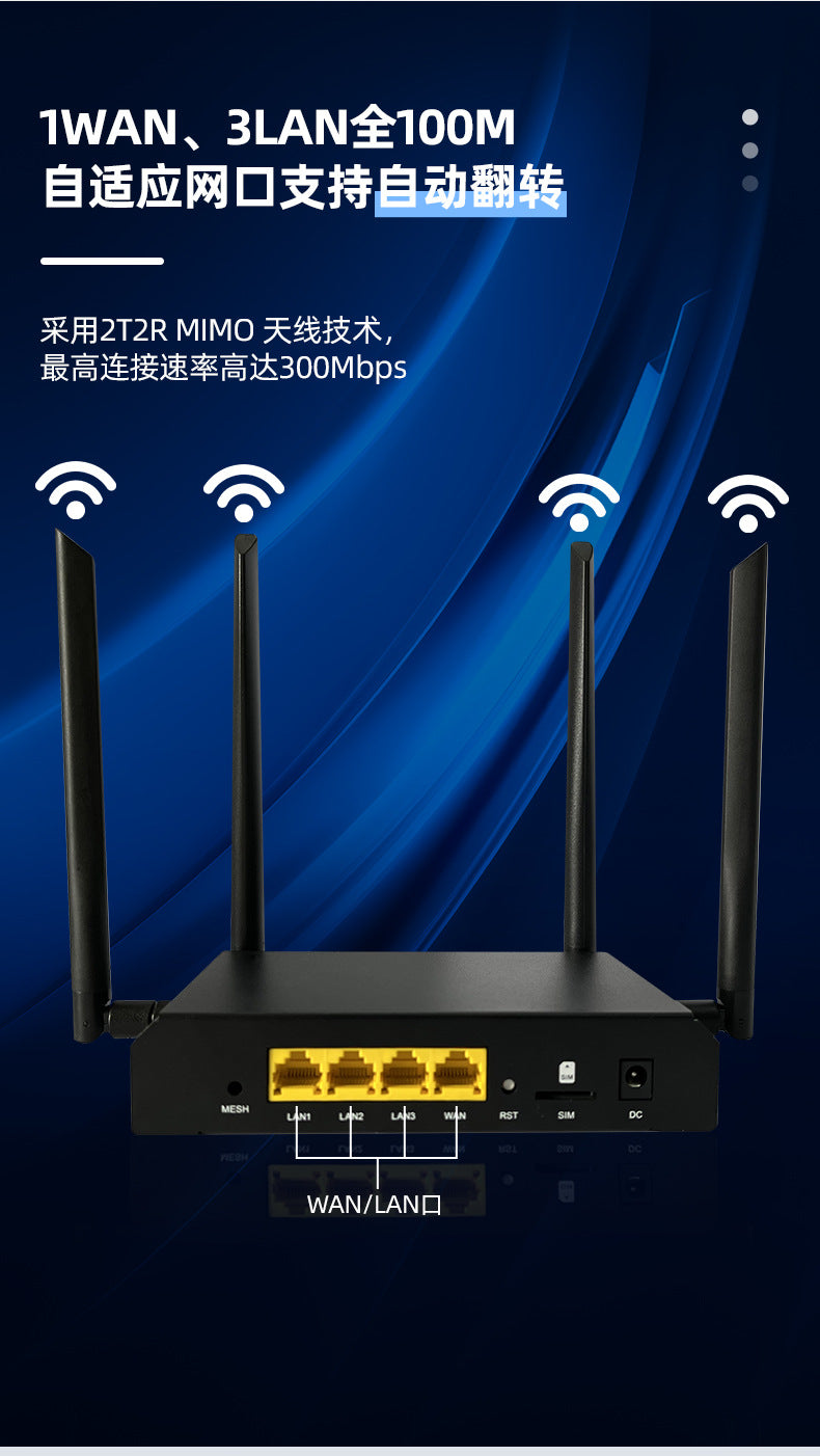 Full Netcom 4G Cardrobe 300 Million Smart MT7628 Watch Dogs IoT wireless router manufacturer