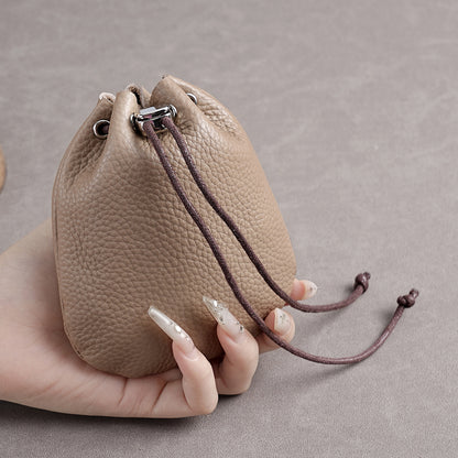 Leather wallet, organizer bag, card holder, cards, storage system, drawstring, genuine leather