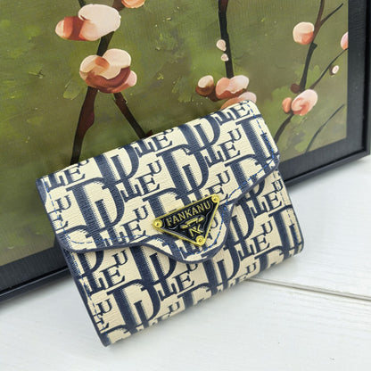 Fan Kano Live D-Shaped Short 70% off Women's Printed Letter Blue Coin Purse Short Wallet Zipper