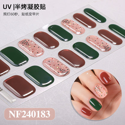 Nail stickers + paper box + alcohol pack + nail scraper + wooden stick / NF (22)