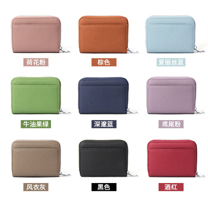 (Cross-border trading), women's short anti-magnetic wallet, men's coins, card holder, genuine leathe
