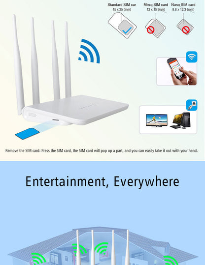 4G router LTE wireless WiFi household office CPE sharing 3 network port with sim card router